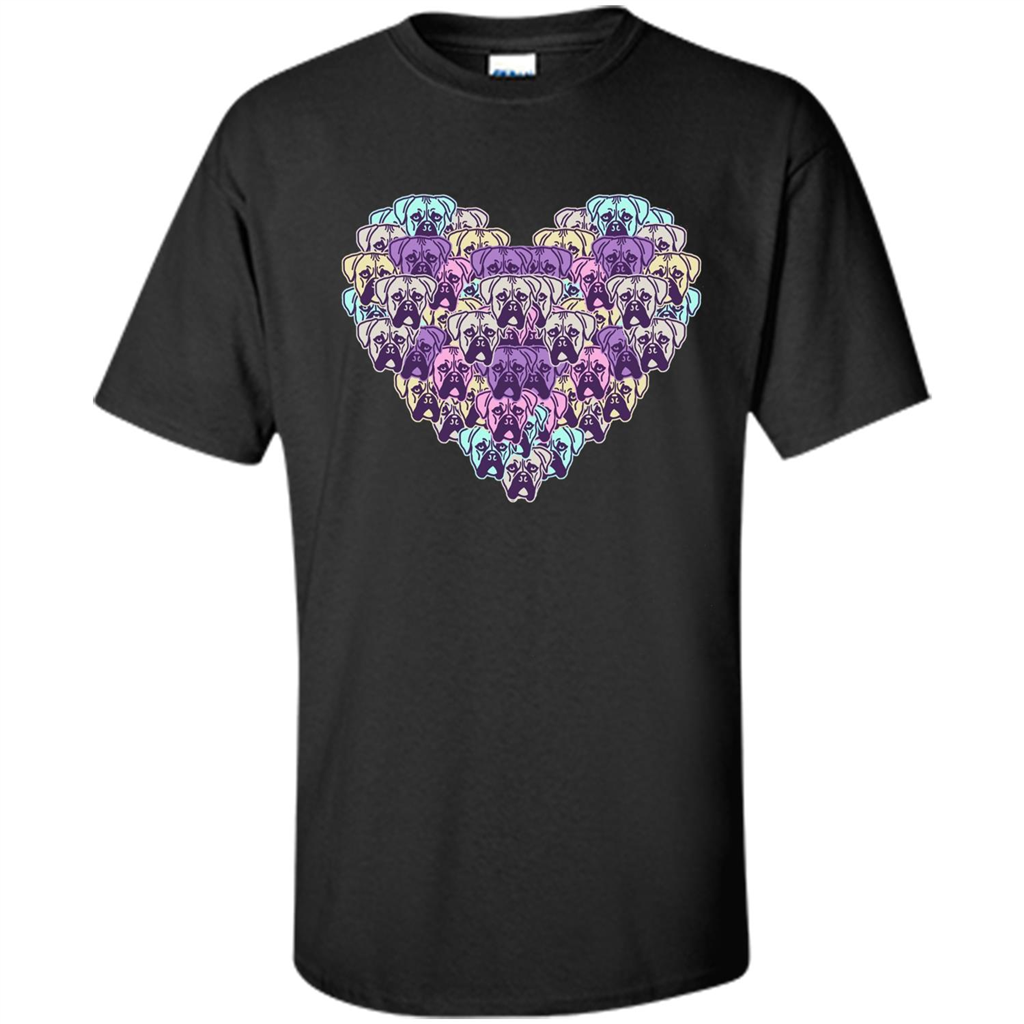 Boxer Dog Heart Mosaic Dog Lover T-shirt Black