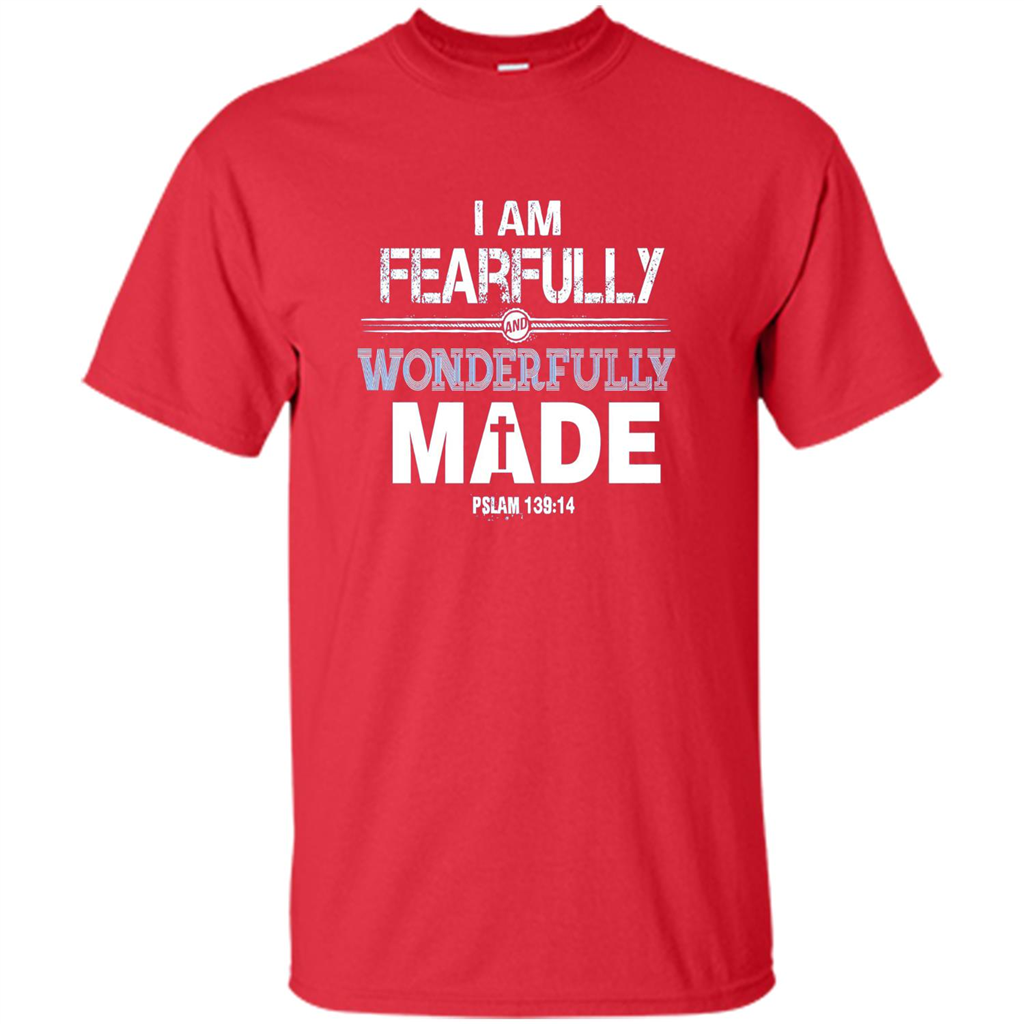 Christian T-shirt I Am Fearfully And Wonderfully Made Red