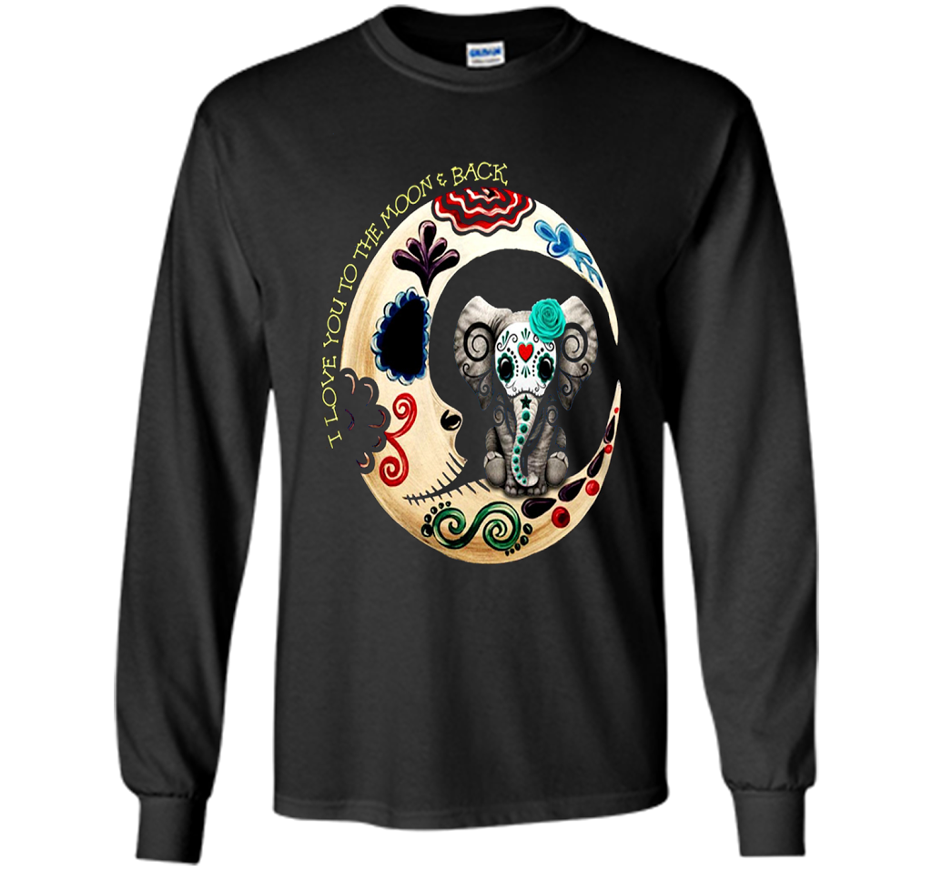 Elephant I Love You To The Moon Back T-shirt Black
