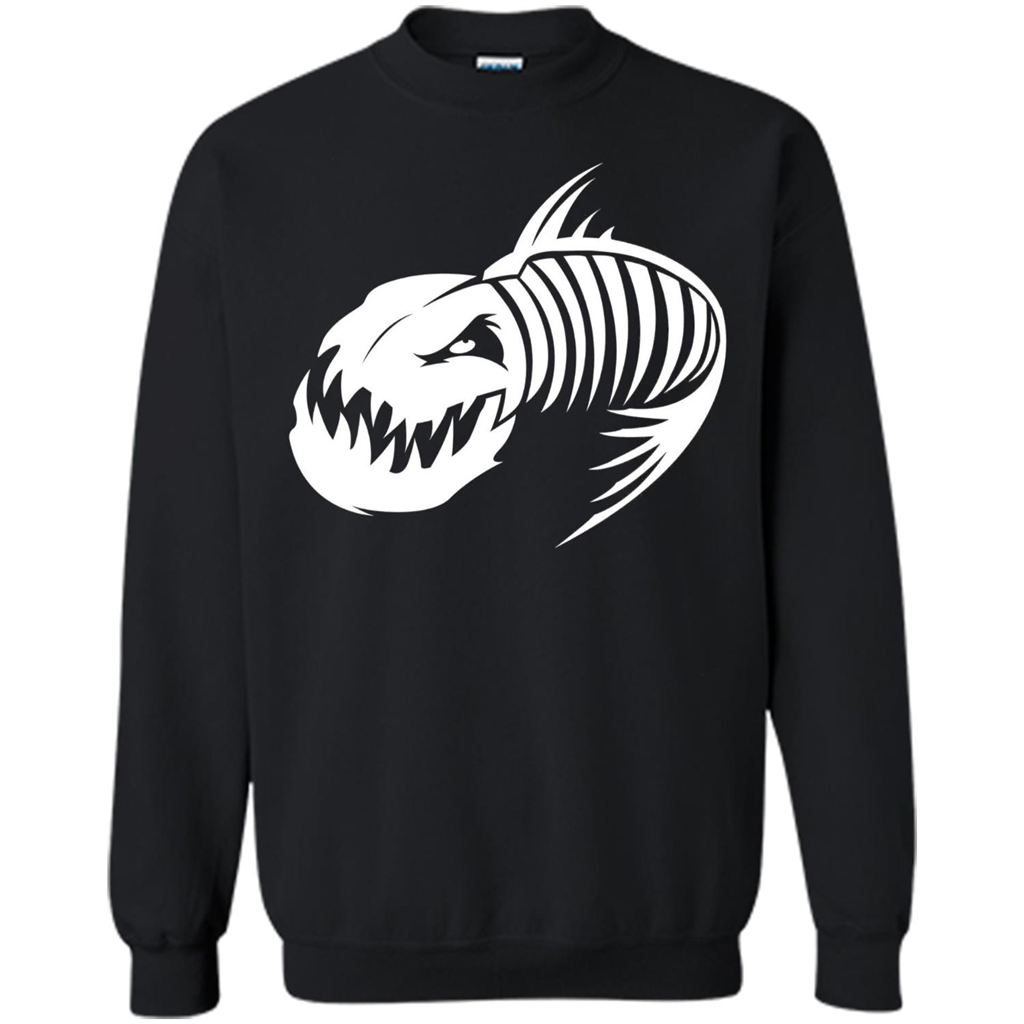 Fisherman Gift T-shirt Badass Fish Bone Skeleton Black