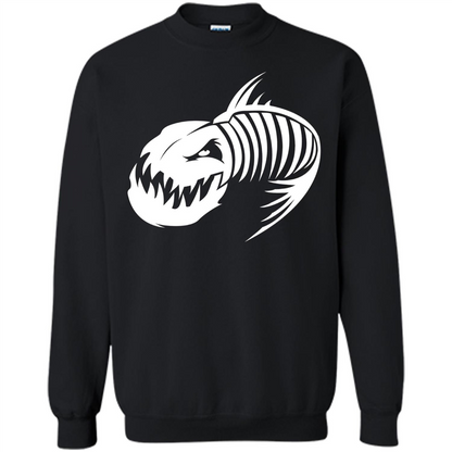 Fisherman Gift T-shirt Badass Fish Bone Skeleton Black