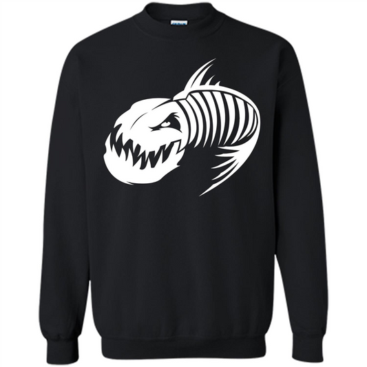 Fisherman Gift T-shirt Badass Fish Bone Skeleton Black
