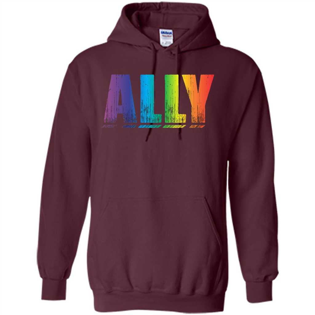 LGBTQ T-shirt Proud LGBT Ally Rainbow Gay Pride Support Maroon