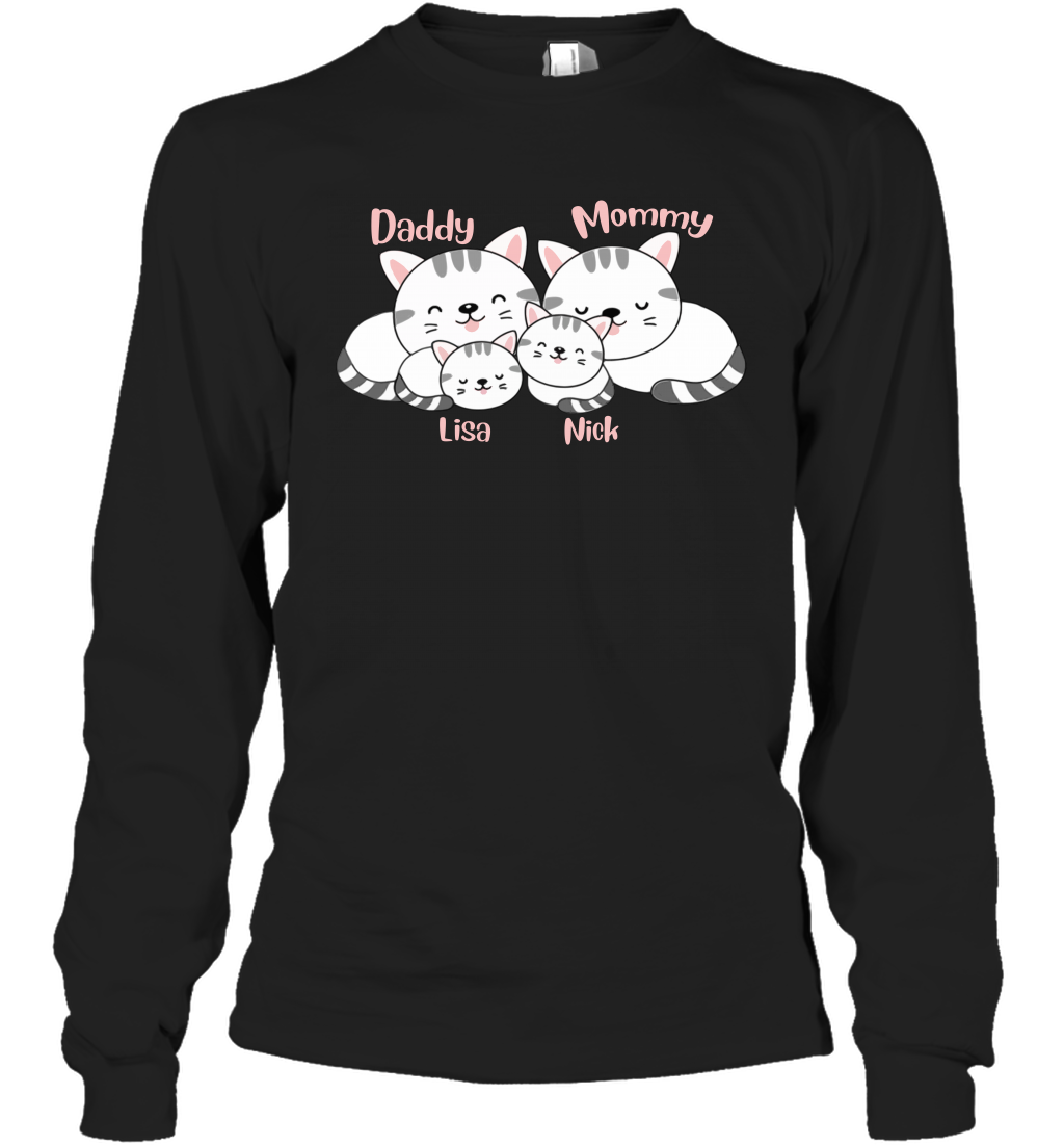 Cats and family name member ( Customized Name ) Long Sleeve T-Shirt