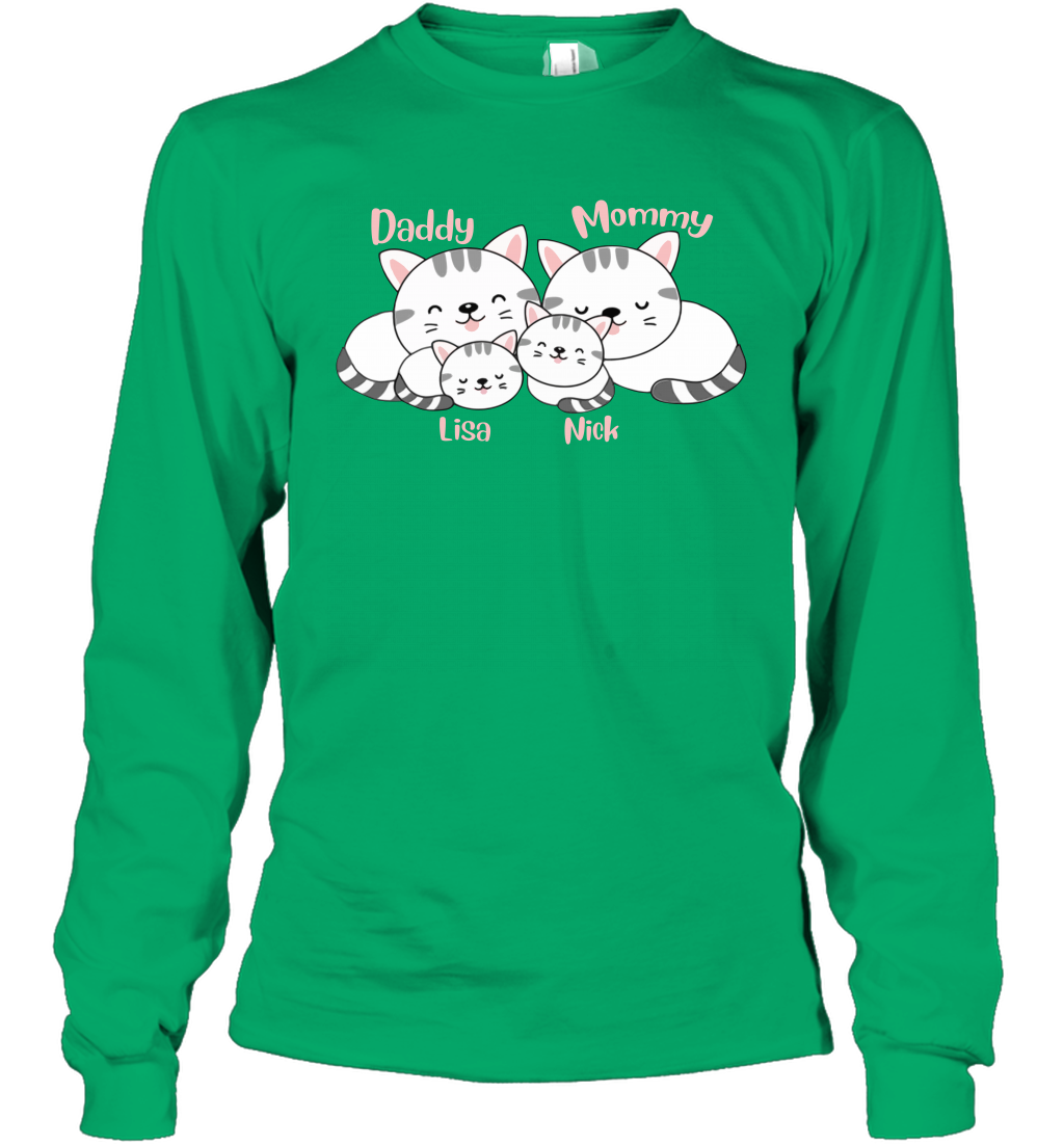 Cats and family name member ( Customized Name ) Long Sleeve T-Shirt Long Sleeve T-Shirt Irish Green