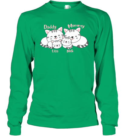 Cats and family name member ( Customized Name ) Long Sleeve T-Shirt Long Sleeve T-Shirt Irish Green