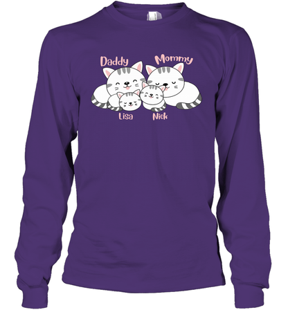 Cats and family name member ( Customized Name ) Long Sleeve T-Shirt Long Sleeve T-Shirt Purple