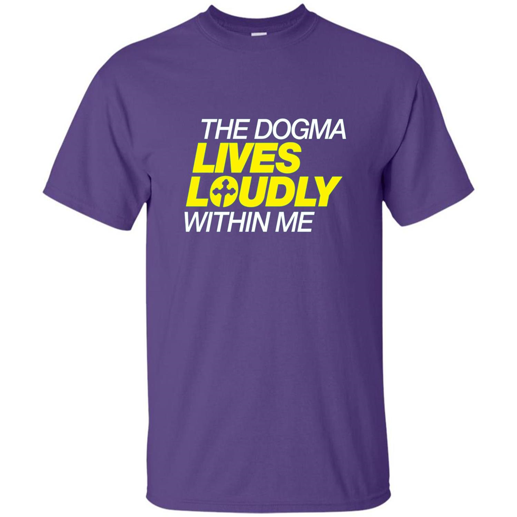 Dogma Lives Loudly Within Me Catholic Conservative T-Shirt Purple