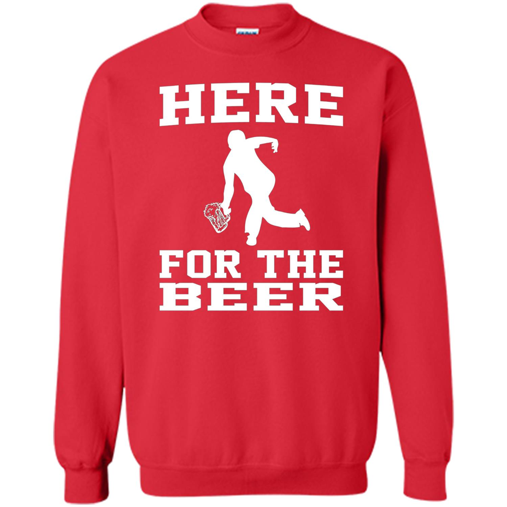 Funny Bowling Drinking Shirt Here For The Beer T-shirt Red