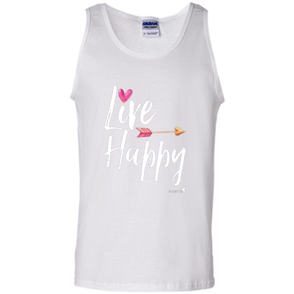 Inspirational Motivational Uplifting T-shirt Live Happy White