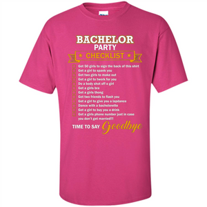 Funny Bachelor Party Checklist T-shirt