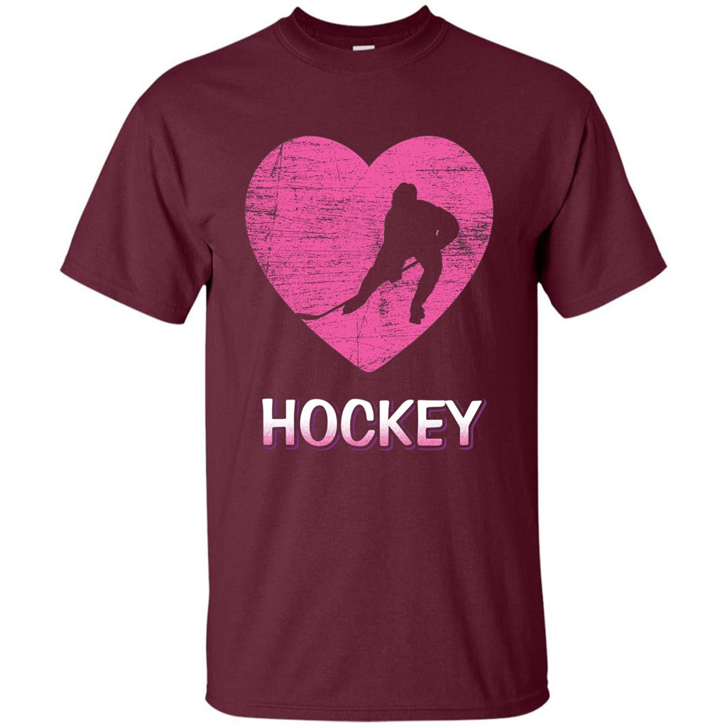 I Love Hockey T-shirt Maroon