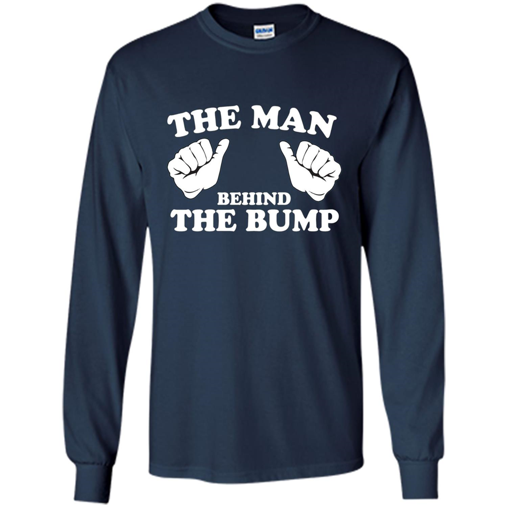 Funny New Dad T-shirt The Man Behind the Bump T-shirt Navy