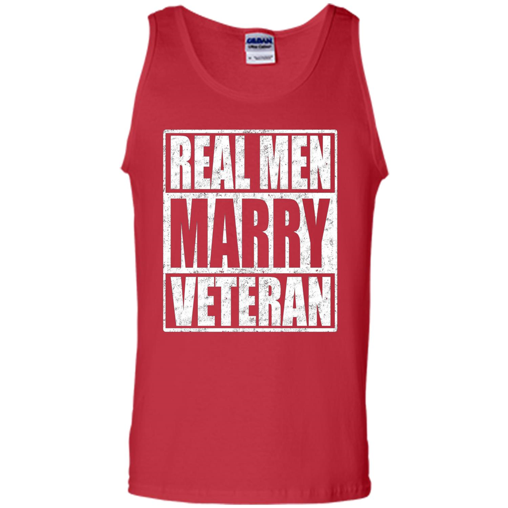 Real Men Marry Veteran T-shirt Veteran's Husband Red