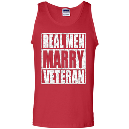 Real Men Marry Veteran T-shirt Veteran's Husband Red