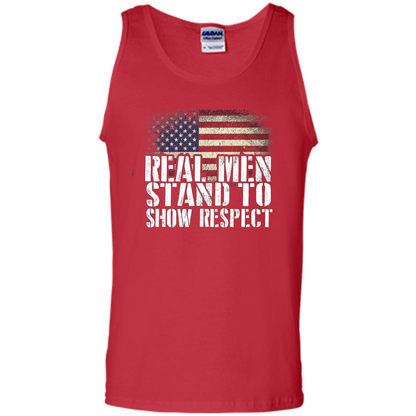 Military T-shirt Real Men Stand To Show Respect Red