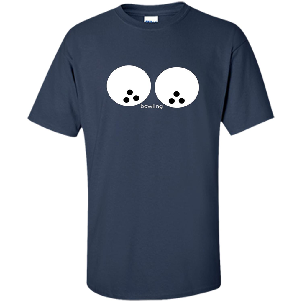Women's Funny T-shirt Bowling Boobs Ball Navy