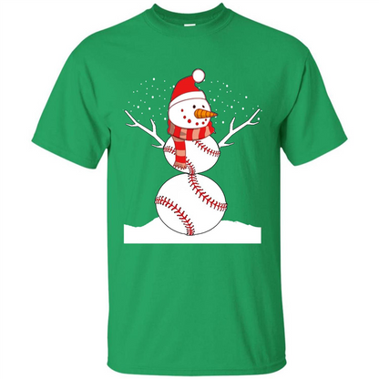 Cute Baseball Snowman Christmas T-Shirt Irish Green