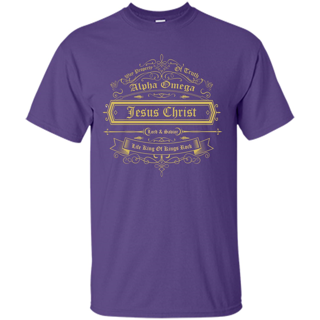 Christian T-shirt Way Property Of Truth Jesus Christ Alpha Omega Lord Purple