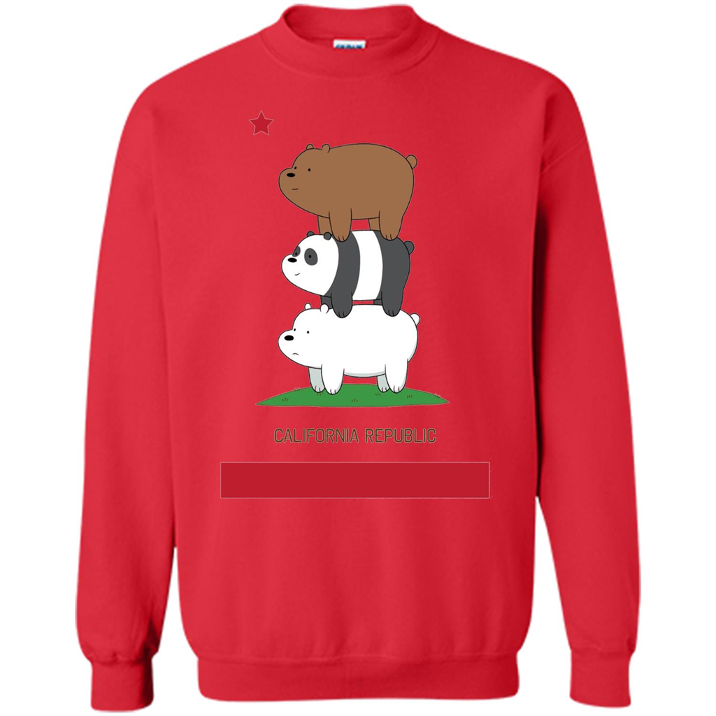 CN We Bare Bears California Flag Stack T-shirt Red
