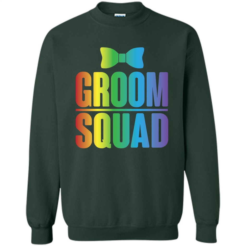 Groom Squad Bachelor Party Rainbow Bowtie T-Shirt Forest Green
