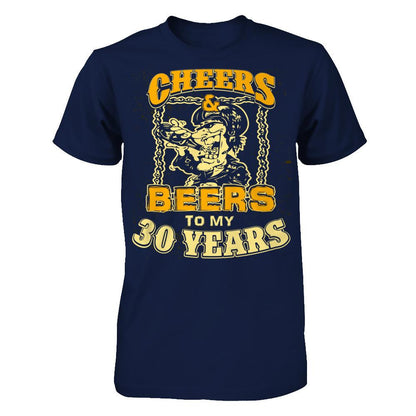Cheers & Beers To My 30 Years T-shirt Gildan - Short Sleeve Tee Navy