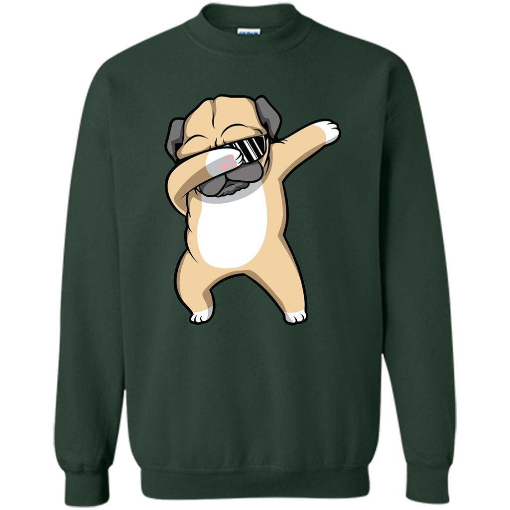 Dabbing Pug T-shirt Funny Cute Dog Dab Dance T-Shirt Forest Green