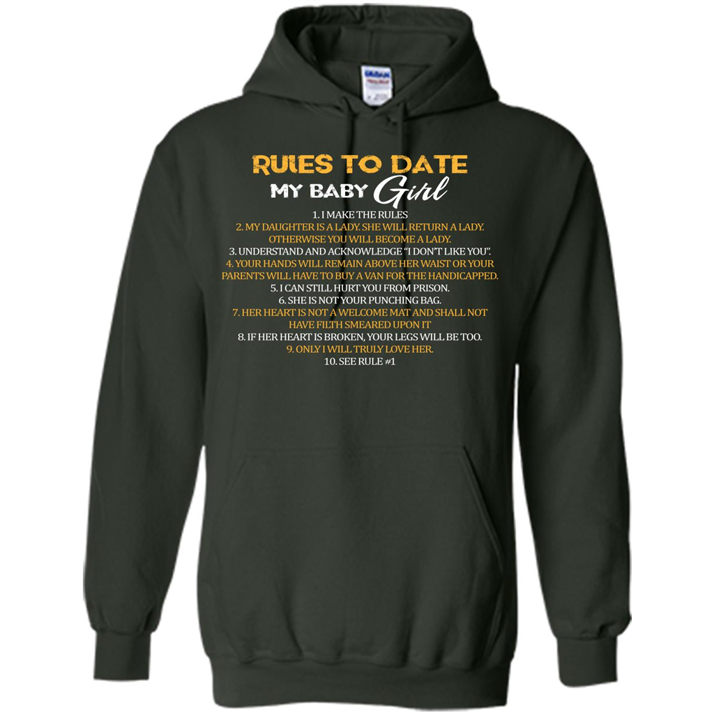 Fathers Day T-shirt Rules To Date My Baby Girl Forest Green