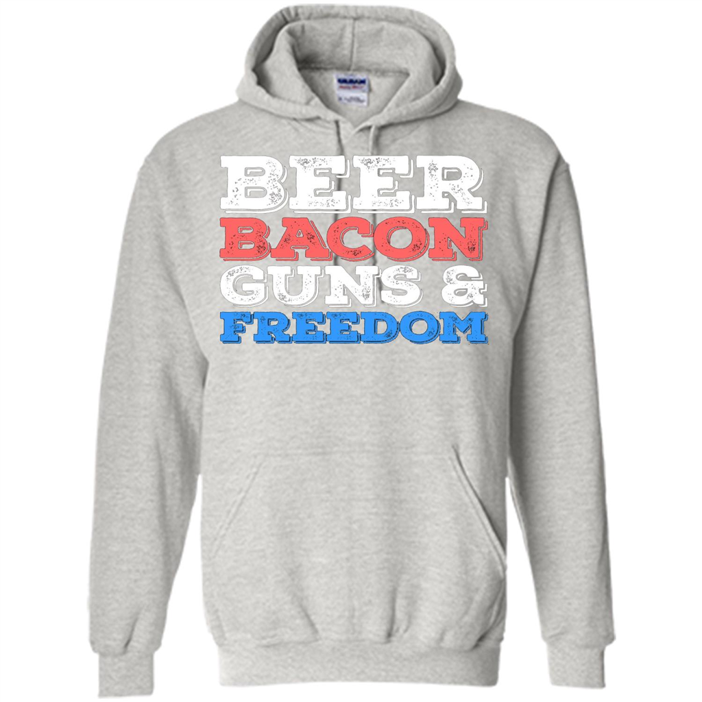 Beer Bacon Guns And Freedom T-Shirt Fourth of July Gift Ash