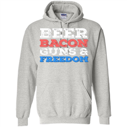 Beer Bacon Guns And Freedom T-Shirt Fourth of July Gift Ash