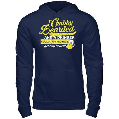 Chubby Bearded And A Drinker Could This Package Get Any Better T-shirt Gildan - Pullover Hoodie Navy