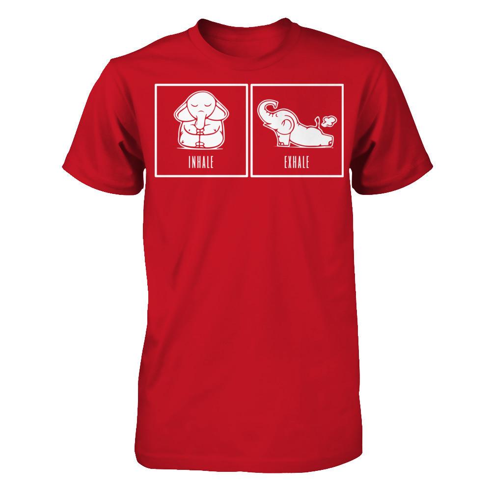 Elephant Inhale - Exhale T-shirt Gildan - Short Sleeve Tee Red