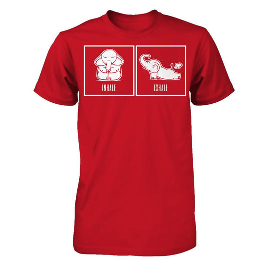 Elephant Inhale - Exhale T-shirt Gildan - Short Sleeve Tee Red