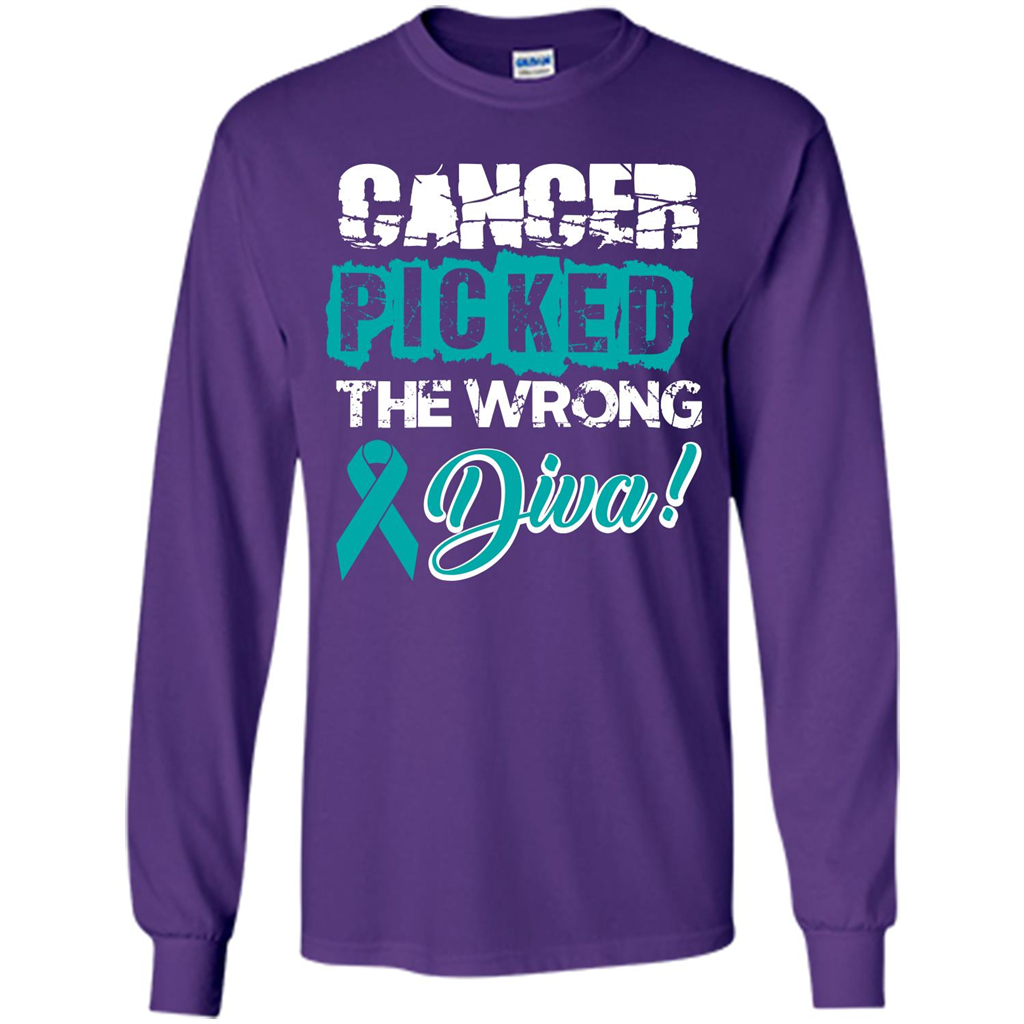 Cancer Awareness T-shirt Cancer Picked The Wrong Diva T-shirt Purple