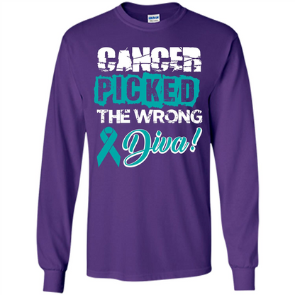 Cancer Awareness T-shirt Cancer Picked The Wrong Diva T-shirt Purple