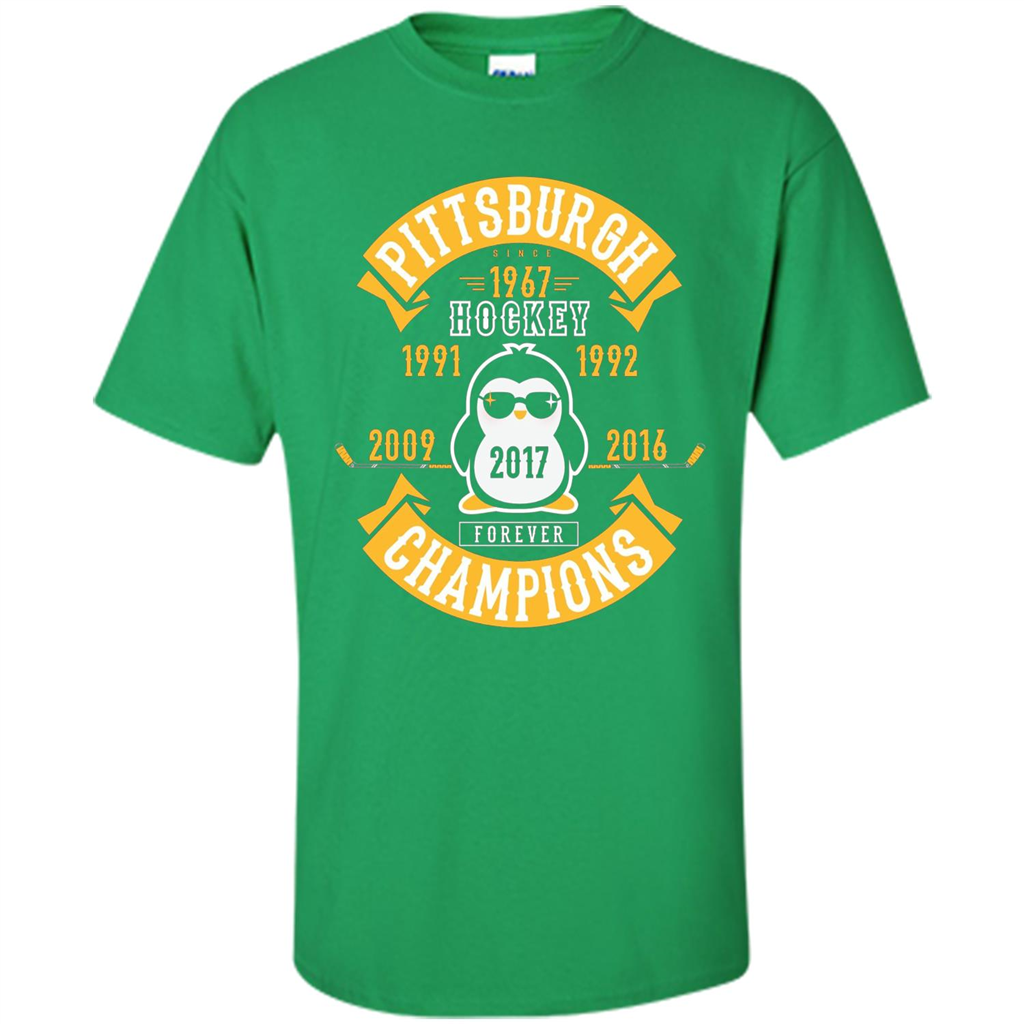 Pittsburgh Hockey 5 Times Cup Champions Cool Penguin T-shirt Irish Green