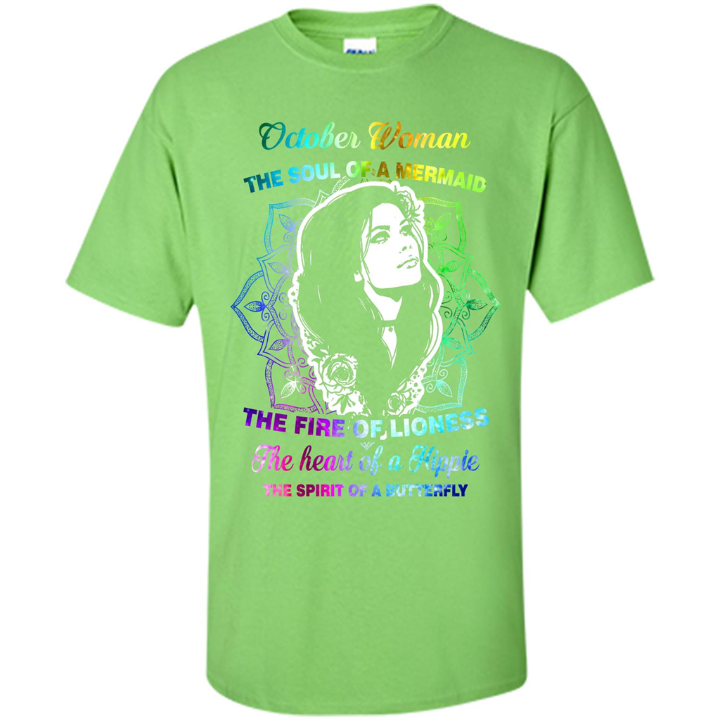 October Woman T-shirt The Heart Of A Hippie Lime