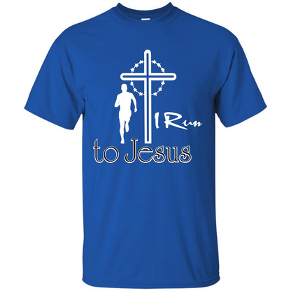 Christian T-shirt I Run To Jesus T-shirt Royal
