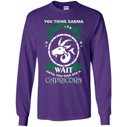Capricorn T-shirt You Think Karma Is A Bitch T-shirt Purple