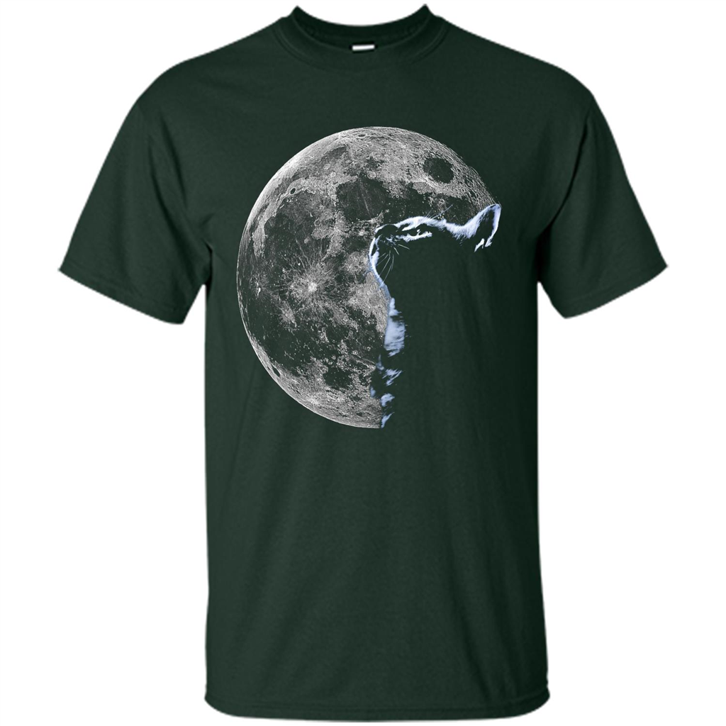 Cat Lover T-shirt Cat And Moon Forest Green