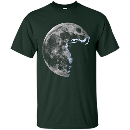 Cat Lover T-shirt Cat And Moon Forest Green