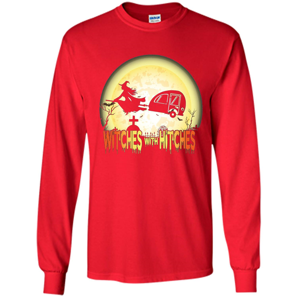 Witches With Hitches Camping Funny T-shirt Halloween T-shirt Red