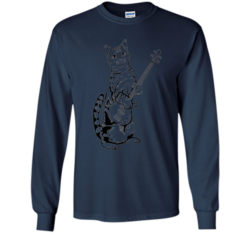 Bassist T-shirt Cat Playing Bass T-shirt Navy