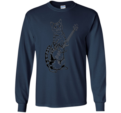 Bassist T-shirt Cat Playing Bass T-shirt Navy