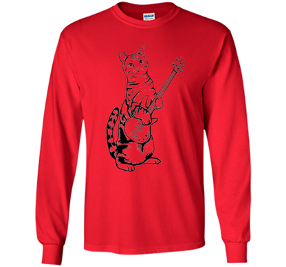 Bassist T-shirt Cat Playing Bass T-shirt Red