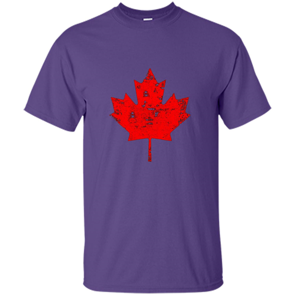 Canada Day T-Shirt. Canada Maple Flag Distressed T-shirt Purple