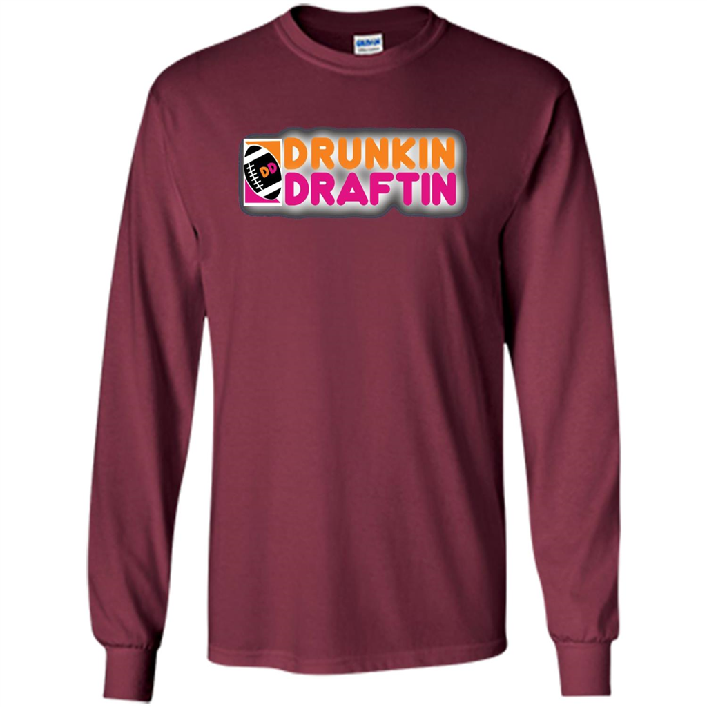 Drunkin' Draftin' T-shirt Funny Fantasy Football Draft T-shirt Maroon