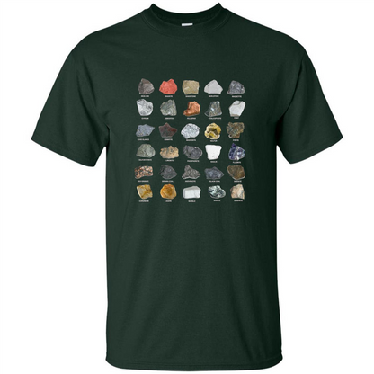 Ores and Minerals Gems and Crystals Rock Collecting T-shirt Forest Green