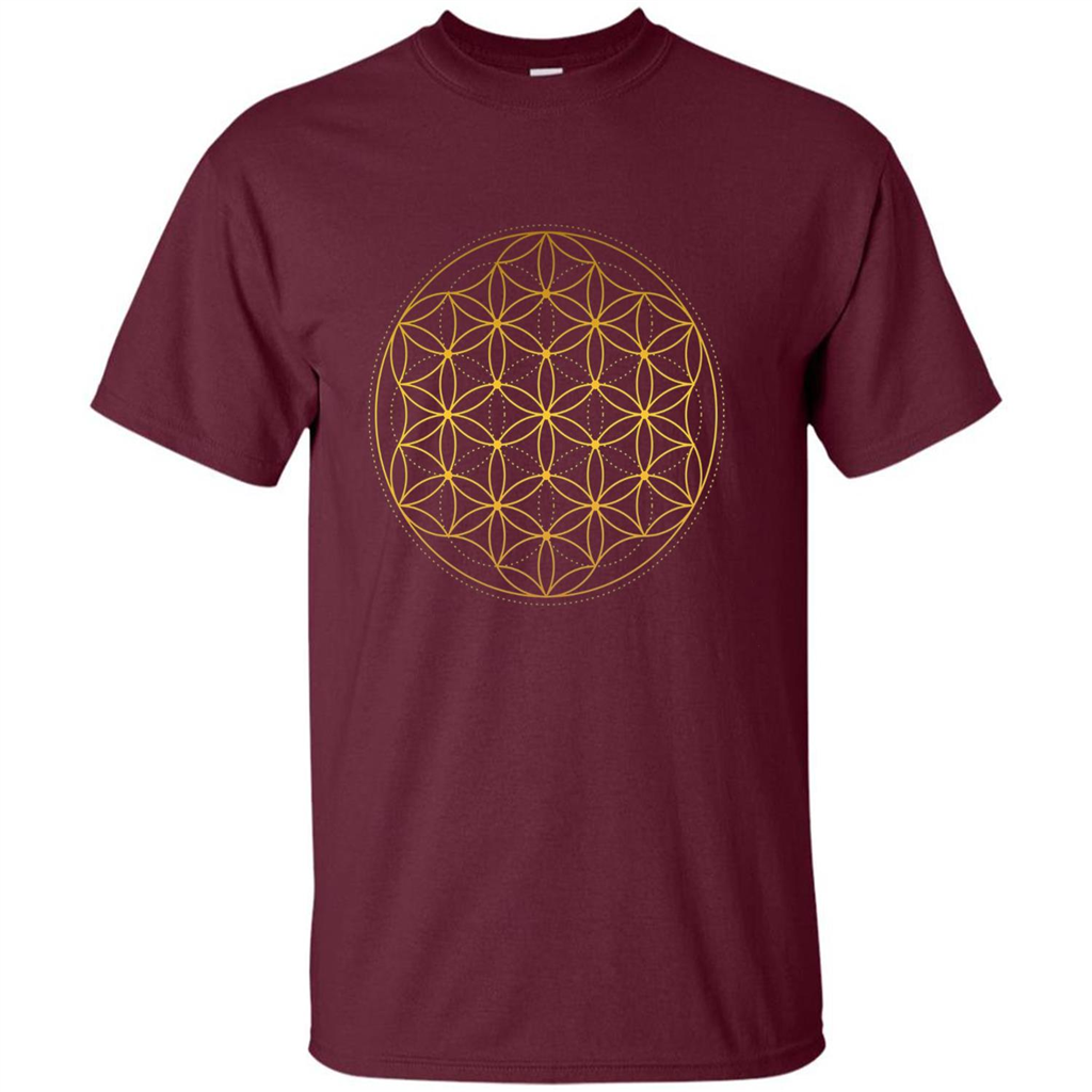 Beautiful Gold Sacred Geometry T-shirt Maroon