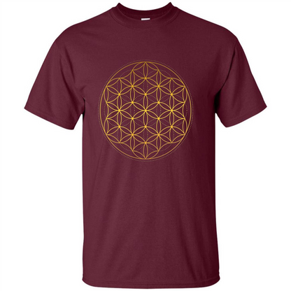 Beautiful Gold Sacred Geometry T-shirt Maroon